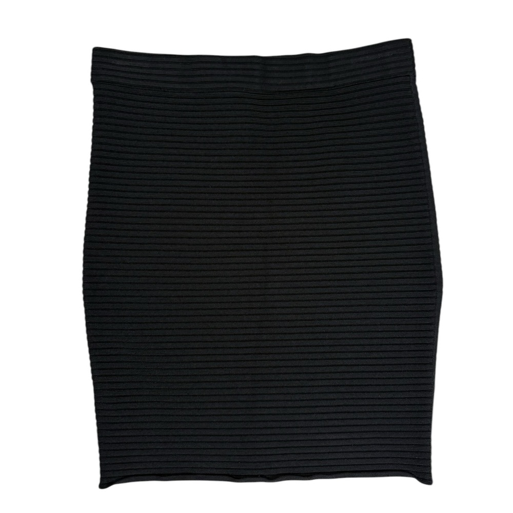 Alexander Wang Ribbed Mini Skirt Size Small Black Stretch Bodycon Chic Designer